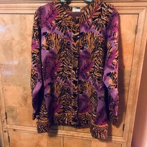 FARM Rio Purple and Orange Patterned Cardigan
